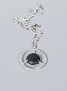smykke sølv svart stein